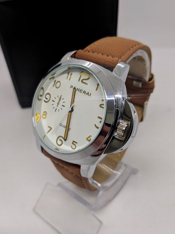 Relógio Panerai - Prata / Branco P/couro Marrom - Image 4