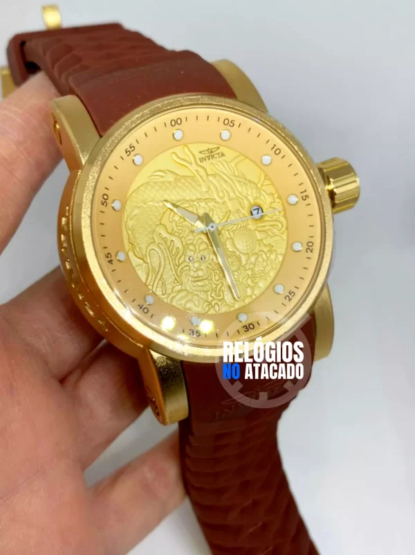 Relógio Invicta Yakuza Dourado Marrom c/caixa - Image 3