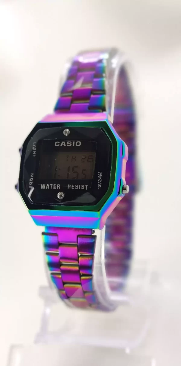 Relógio Casio Vintage mini lilas preto feminino a prova dagua