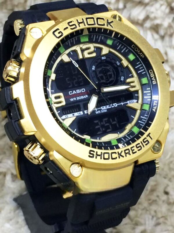 Relógio Masculino G-Shock Metal Dourado Pulseira de Borracha Preto a prova dagua